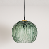 Pendente Triplo Palm Beach | Vidro Verde e Dourado Design Tropical