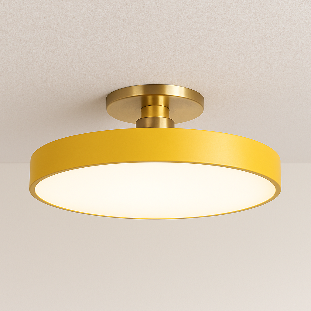 Plafon LED Colorido Alure | Design Circular e Dourado