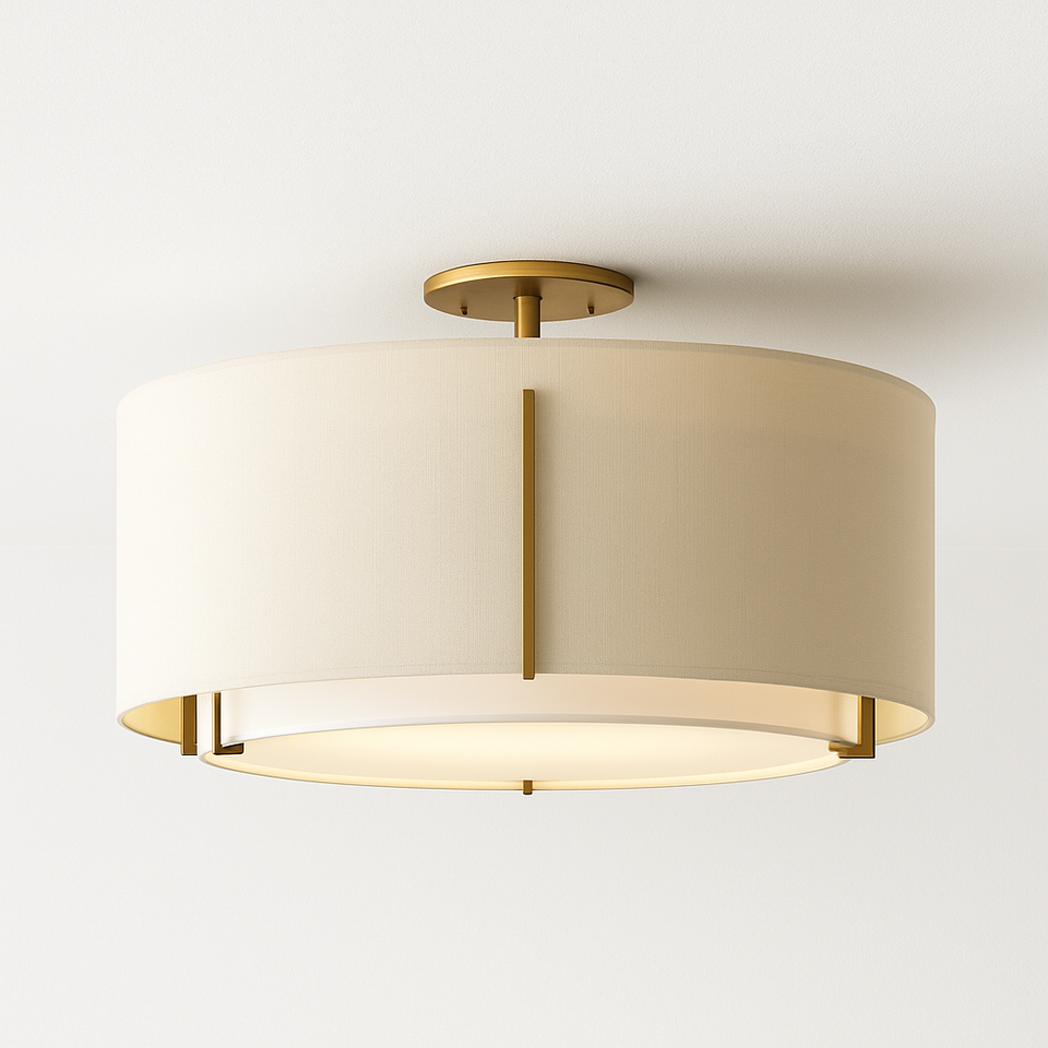 Plafon de Tecido Naya | Creme e Dourado Minimalista