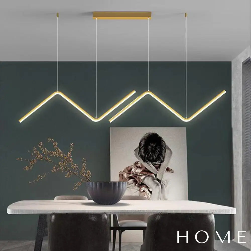 Lustre Pendente Para Sala De 90Cm Hoffa Dourado / Branco Quente (2700K-3500K) Iluminação