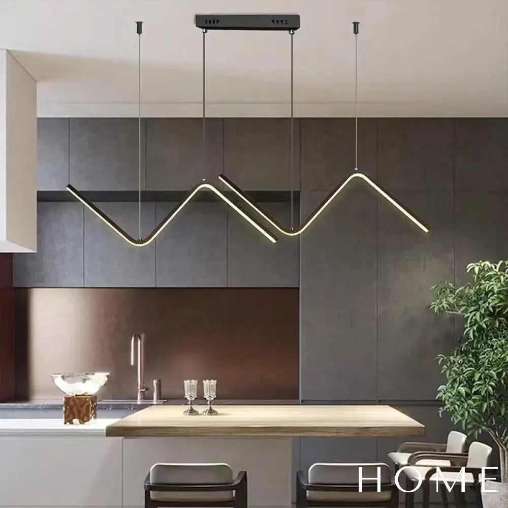 Lustre Pendente Para Sala De 90Cm Hoffa Preto / Branco Quente (2700K-3500K) Iluminação