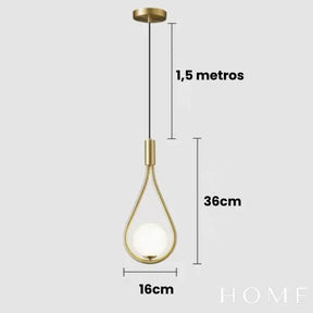 Pendente Gota Elegance Dourado Modelo A / Branco Frio (5500K + ) Iluminação