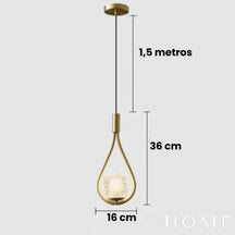 Pendente Gota Elegance Dourado Modelo B / Branco Frio (5500K + ) Iluminação