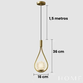 Pendente Gota Elegance Dourado Modelo B / Branco Frio (5500K + ) Iluminação