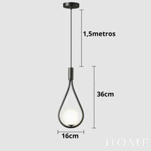 Pendente Gota Elegance Preto / Branco Frio (5500K + ) Iluminação