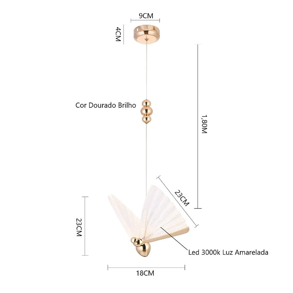 Pendente Butterfly para Sala Aura Flutter