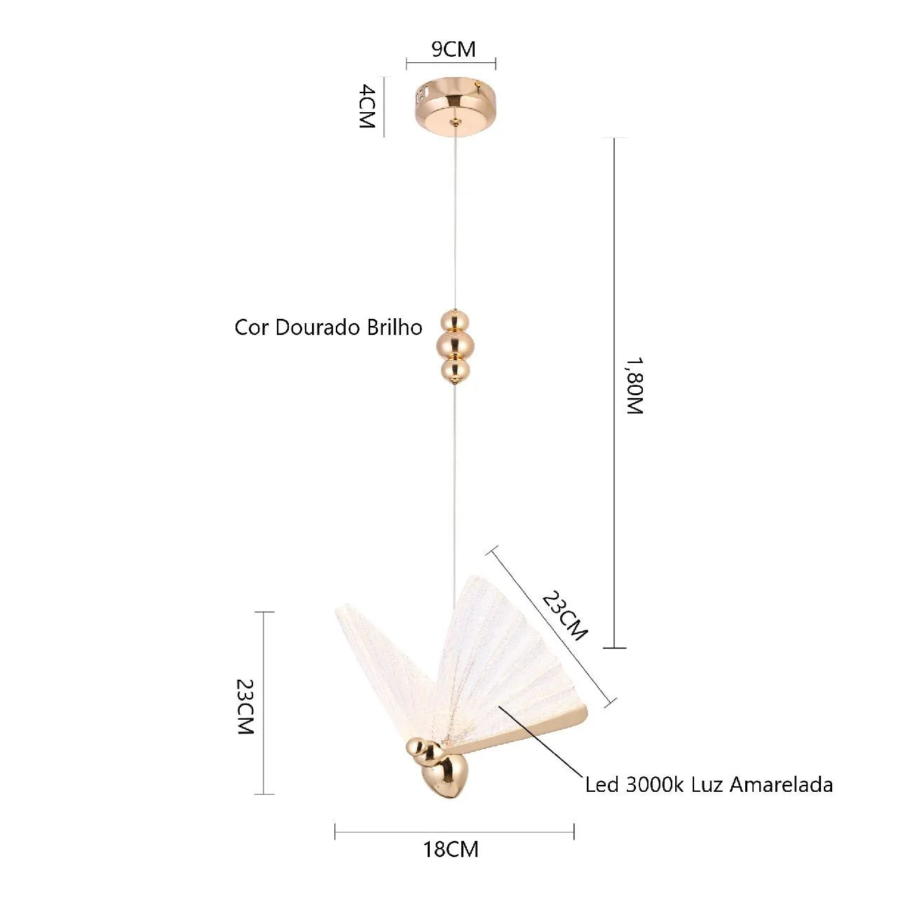 Pendente Butterfly para Sala Aura Flutter